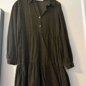 Zara Olive Button-Up Dress
